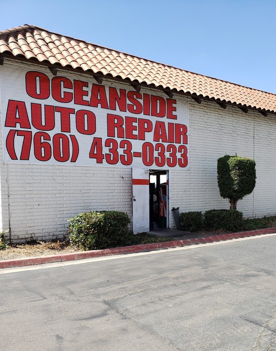 Oceanside Auto Repair building with its painted sign